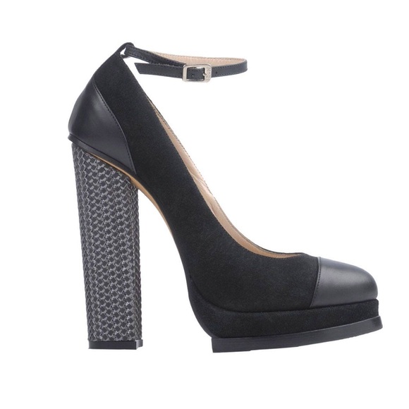 N°21 Black Suede And Leather Block Heel Ankle Strap Pumps Size 37 - Picture 16 of 16